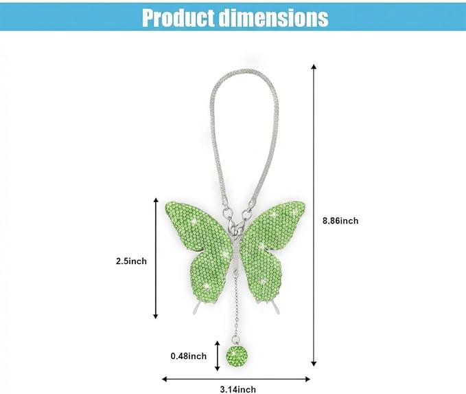 JOYCOURT Bling Butterfly Diamond Car Hanging Accessories for Women, Purple | Crystal Butterfly Rear View Mirror Luck Car Decoration Accessories, Valentine's Day Presents Ornament Pendant for All Cars