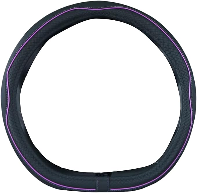 Mayco Bell Flat Bottom Steering Wheel Cover Anti-Slip,Safety,Soft,Breathable,Durable,Full Surround,Comfortable Grip Microfiber Leather (D Shape, Black Purple)