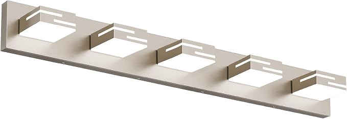LED Modern Bathroom Vanity Light Fixtures, Dimmable Brushed Nickel Vanity Lights for Bathroom Lighting Fixtures Over Mirror, with 360° Rotatable Acrylic Heads 5-Light 36-inch (Cool White 6000K)