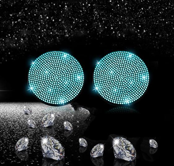 NBTEPEM 2pcs Bling Car Cup Holder Coaster, 2.75 inch Anti-Slip Shockproof Universal Fashion Car Coasters Insert Bling Crystal Rhinestone Automotive Interior Accessories for Women (2 pcs, Aquamrine)