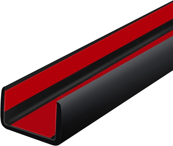 Rubber Edge Trim, Self Adhesive U Channel Edge Trim, Big Size U Shaped Trim, Edge Banding for Plywood, Woods, Shelf, Cabinet, Countertop, Size 3/8"(10mm), Length 20Ft, Black
