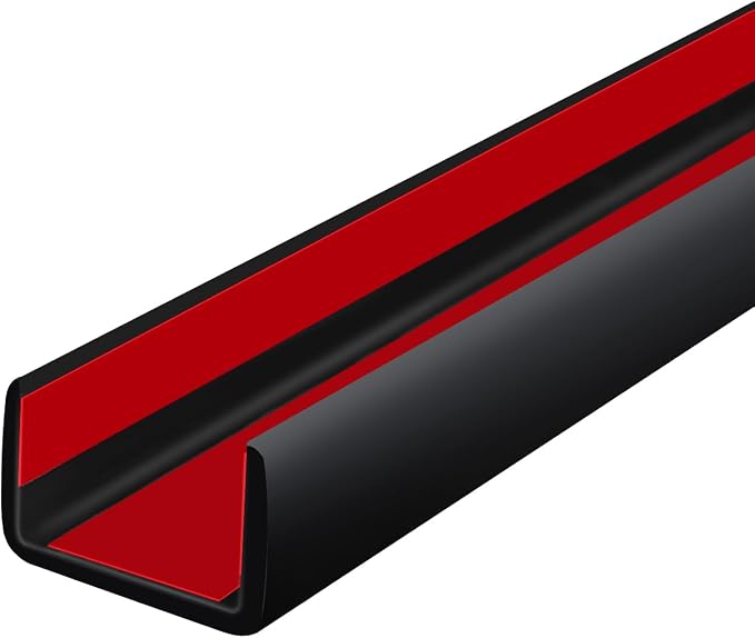 Rubber Edge Trim, Self Adhesive U Channel Edge Trim, Big Size U Shaped Trim, Edge Banding for Plywood, Woods, Shelf, Cabinet, Countertop, Size 1", Length 20Ft, Black