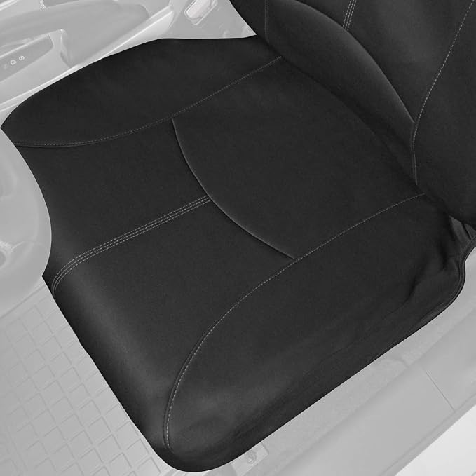 Motor Trend SpillGuard Waterproof Car Seat Covers, Front and Rear Full Set (Gray Stitch) – Neoprene Seat Protectors with Extended Bench Side Coverage for Auto, Truck, Van, and SUV