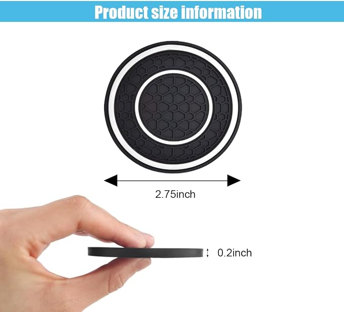 2PCS Car Cup Holder Coasters, 2.75 Inch Auto Non-Slip Anti Dust Cup Mats, Console Cup Holder Insert Coaster Auto Insulated Mats, Universal Interior Accessories for Most Cars (White)