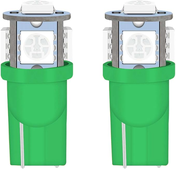 smilfuy 2PCS T10 194 LED Bulbs Tag Lights for License Plate, 6000K Green | Wedge 168 T10 2825 5SMD 5050 Chips LED Bulb, 12V Bulb Replacement for Car Interior Dome Map Door Courtesy License Plate Light