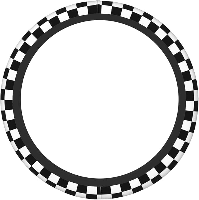 Black White Checkered Elastic Steering Wheel Cover Non-Slip Breathable Steering Wheel Protector Fit Auto, SUVs, Truck