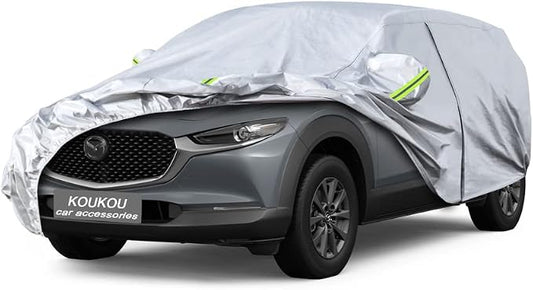 KouKou 6 Layers Car Cover Custom Fit Mazda CX-30 from 2019 to 2025, Waterproof All Weather for Automobiles, Sun Rain Dust Snow Protection. (Ships from US Warehouse, Arrive Within 3-7 Days), Silver