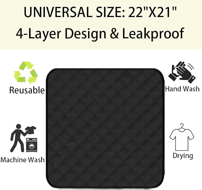 Quilted Reusable Incontinence Chair Pads Waterproof Seat Protector Pads Absorbent Pee Pads for Adults Anti-Slip Washable Underpads 21"X22" Leakproof Lining for Spills, Urine and Fluids 3 Pack