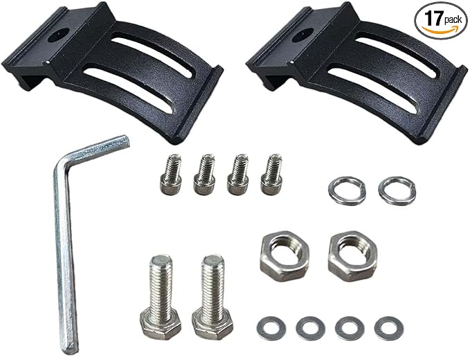 17PCS LED Light Bar Side Mounting Bracket, Base Mounting Bracket with Rubber Pad, Car Light Bar Mounts, Suitable for Straight or Curved 4-52 Inch LED Light Bars (17 Double)