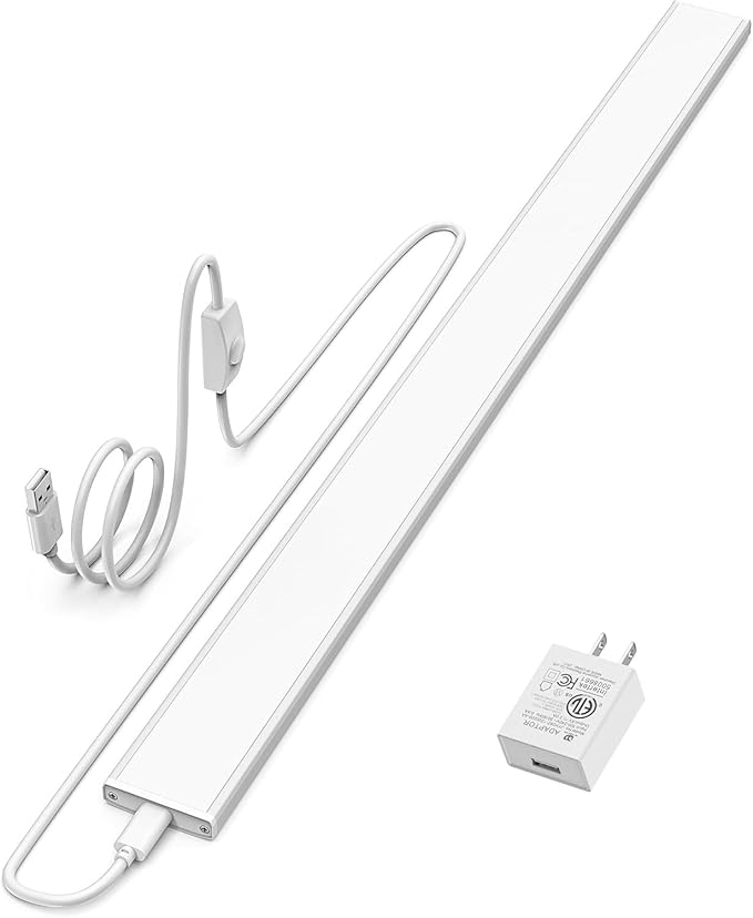 ASOKO 24" Plug-in Under Cabinet Lighting, Cool White Workbench Bar | ASOKO 24" Plug-in Under Cabinet Light, 900LM Dimmable Cool White 6000K LED Workbench Bar for Kitchen Sink Desk