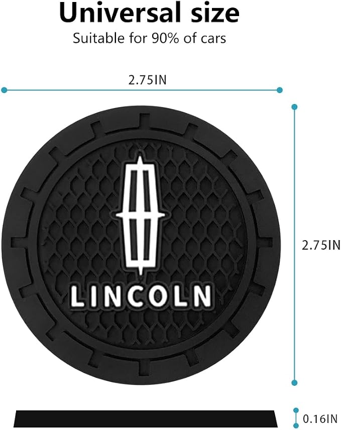 Car Cup Holder Coaster for Lincoln MKC Nautilus Aviator Navigator MKZ Continental Cupholder Coaster Interior Accessories 2.75in 2Pieces Black