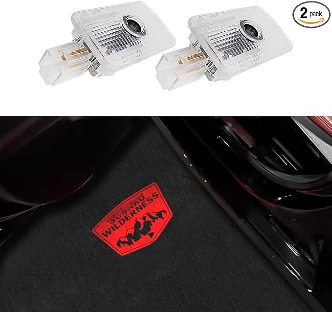 2 pcs Non-Fading LED Car Door Logo Lights Courtesy Projector Laser Welcome Light Ghost Shadow Forester Accessories Puddle lamp Compatible with Forester (Wilderness-red-HD)