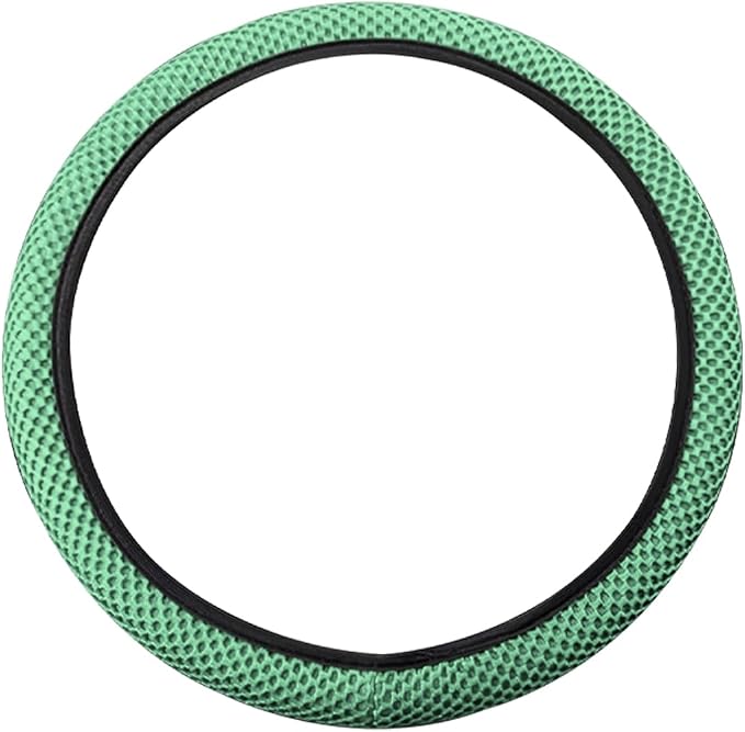 Moly Magnolia Elastic Stretch Steering Wheel Cover, Universal 15 Inch Auto Steering Wheel Cover, Microfiber Breathable Ice Silk, Anti-Slip, Odorless,Warm in Winter and Cool in Summer (Green)