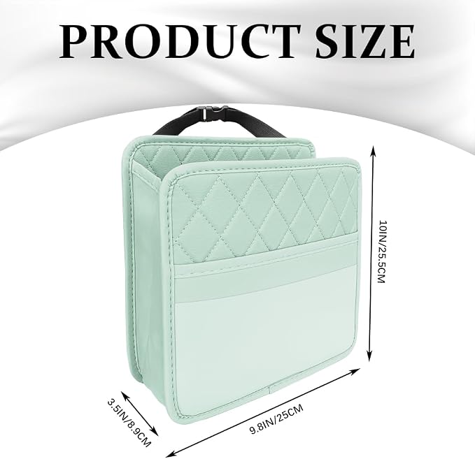 Car Seat Back Organizer, Car Organizers and Storage, PU Leather Vehicle Backseat Hanging Storage Pocket, Multipurpose Auto Organizer Hanging Universal for Most Vehicles (Green)