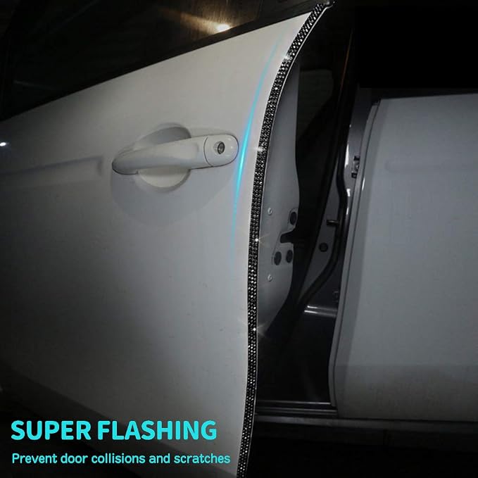 eing Door Edge Anti-Scratch Sticker Door Crash Bumper Crystal Bling Protection Tape Rubber Strip Sticker,Car Door Protector,Car Door Guard,Car Door Protection,90cm/35.4" Each One,4Pack/Set,Black