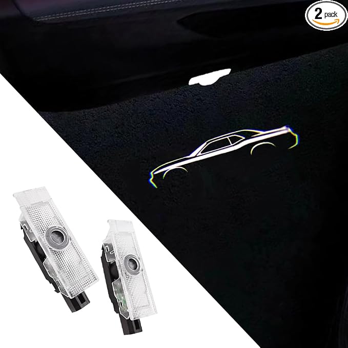 2PCS Door Lights Logo Compatible for Challenger 2015-Present, LED Ghost Shadow Welcome Puddle Projection Light Lamps Accessories (03)