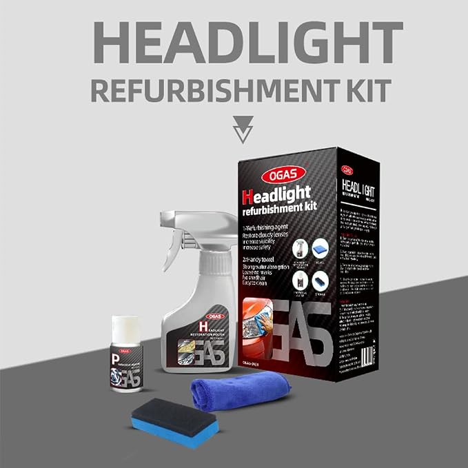 Automotive Headlamp Restoration Fluid Oxidized, Headlight Refurbishment Kit, Professional Car Headlamp Cleaner with Refurbishing Agent, Durable Headlight Repair Kit for All Vehicle Types