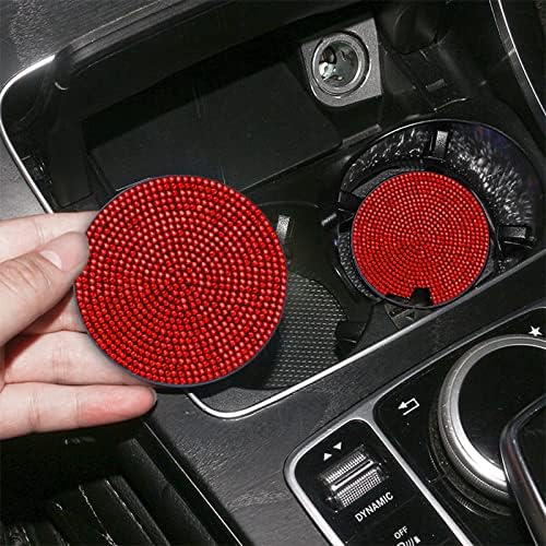 4pcs Bling Cup Holder Insert Coaster- 2.75 inch Silicone Anti-Slip Shockproof, Universal Fashion Car Interior Accessories for Women (red)