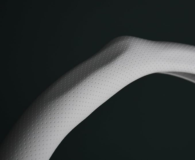 Quick Install Sporty White Perforated Nappa Leather Steering Wheel Cover with Black Top Stripe for Tesla Model Y White Trim