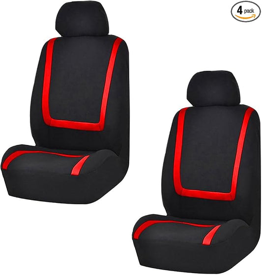 LAINLOY 2 Pack Car Seat Covers, Breathable Seat Protectors, Anti-Slip Driver Seat Cover, Comfortable Front Seat Cover Set Universal Fit for Truck, SUV, Sedan, Airbag Compatible (Black&Red)