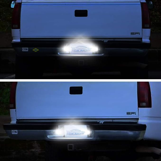 LED License Plate Light Lamp Assembly Compatible with 1988-1999 Chevy C1500 K1500 Silverado Sierra Pickup Tahoe Yukon Blazer S10 Sonoma S15 Black Housing 6000K White, Pack of 2