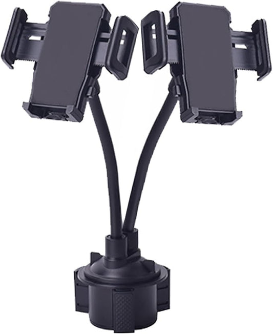 Cup Car Phone Holder, Double Car Cup Phone Holder, Universal Adjustable and Scalable Car Cup Holder Phone Mount Compatible with Phone Width 1.7""-3.7"" (Black)
