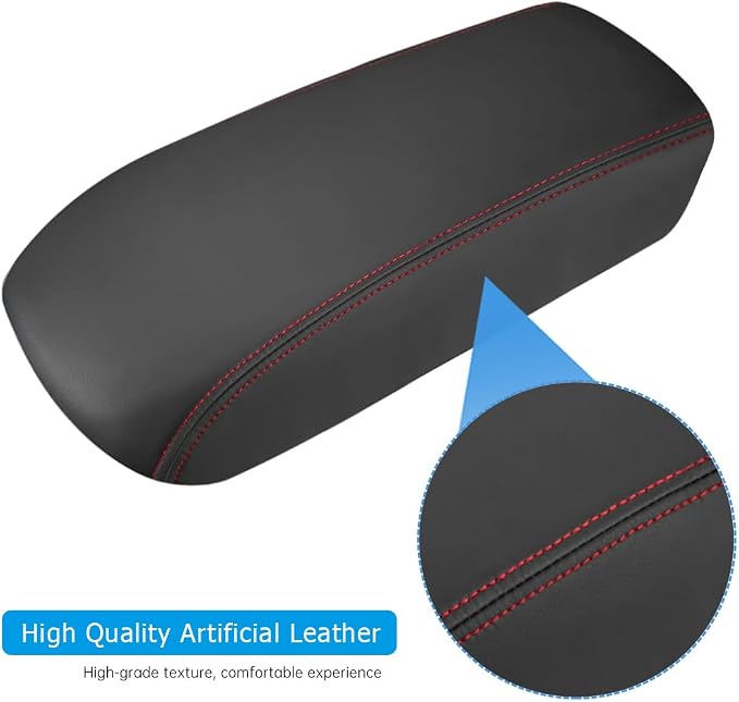 INTGET Center Console Cover for 2026 Honda HRV/HR-V Accessories 2023 2024 2025 Leather Car Armrest Arm Rest Box Lid Middle Console Seat Cover Protector (Red Stitches, 2023+)