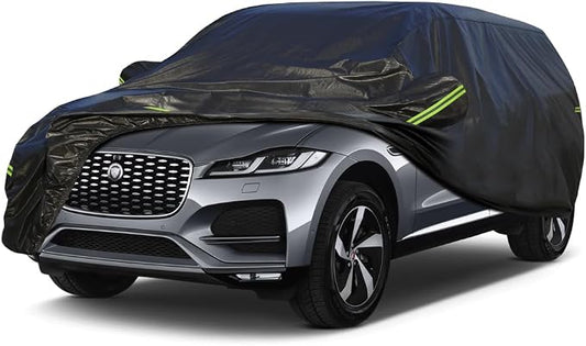 KouKou Waterproof SUV Car Cover Suitable for Jaguar F-PACE from 2015 to 2025, 7 Layers Windproof All Weather Waterproof Outdoor Cover Sun Rain UV Dust Snow Protection. Black