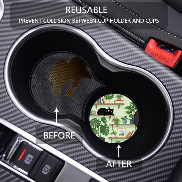 Car Cup Holder Coaster, Neoprene Universal Non-Slip Cup Holders, Car Accessories Interior for Women and Man Interior Sets 2 Pack (RYD-BD06)