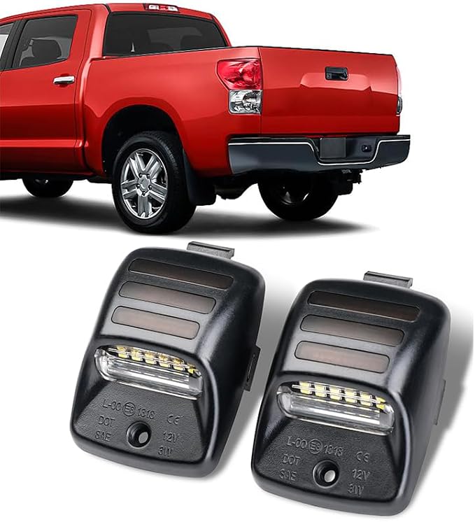 LED License Plate Light Compatible with 2005-2015 Toyota Tacoma, 2000-2013 Toyota Tundra Pickup Truck Rear Plate Light w/Red OLED Neon Tube, 6000K
