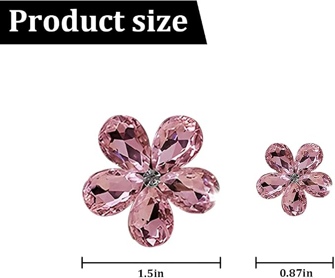 5PCS Bling Flower Car Air Vent Clips, Crystal Rhinestone Vehicle Air Conditioning Outlet Clip, Diamond Automotive Interior Decoration Charm, Universal for Automobile RV Truck (Pink)