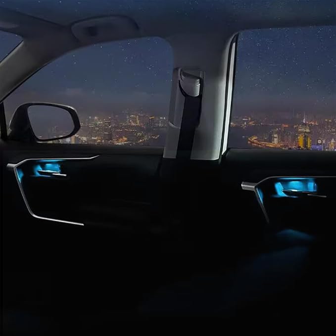 Car Door Handle Light ICE Blue Door Handle LED Light 12V Ambient Light Storage Box Decorative Light Cylindrical Top Transparent Shell Universal Small Car Ship Use (4PCS)