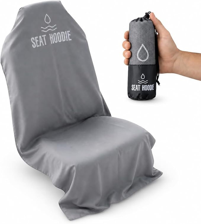 Car Seat Towel | Premium Microfiber Towel Seat Covers for Cars | Universal Fit & Machine Washable | Portable Car Seat Towel Cover After Gym, Yoga, Beach Grey