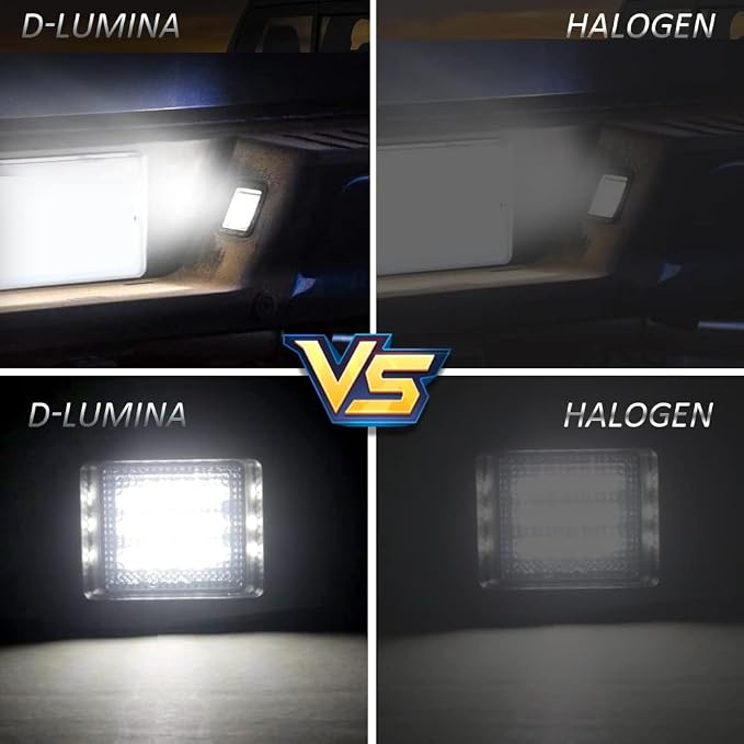 D-Lumina LED License Plate Lights Smoked Lens Tag Lamp Assembly Compatible with 2015-2022 Fo-rd F150 ＆ 2017-2022 F150 Raptor, Powered by 18-SMD 6000K White License Plate Light, Pack of 2