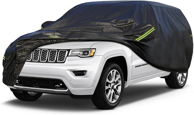 KouKou Waterproof SUV Car Cover Suitable for Jeep Cherokee from 2013 to 2025, 7 Layers Windproof All Weather Waterproof Outdoor Cover Sun Rain UV Dust Snow Protection. Black