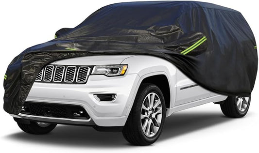 KouKou Waterproof SUV Car Cover Suitable for Jeep Cherokee from 2013 to 2025, 7 Layers Windproof All Weather Waterproof Outdoor Cover Sun Rain UV Dust Snow Protection. Black