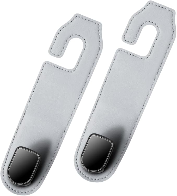 Car Seat Headrest Hook, 2PCS Vehicle Seat Back Hangers Organizer for Handbag Purse Coat, Automotive Interior Headrest Storage Hooks, Universal for SUV Automobile Truck (Gray)