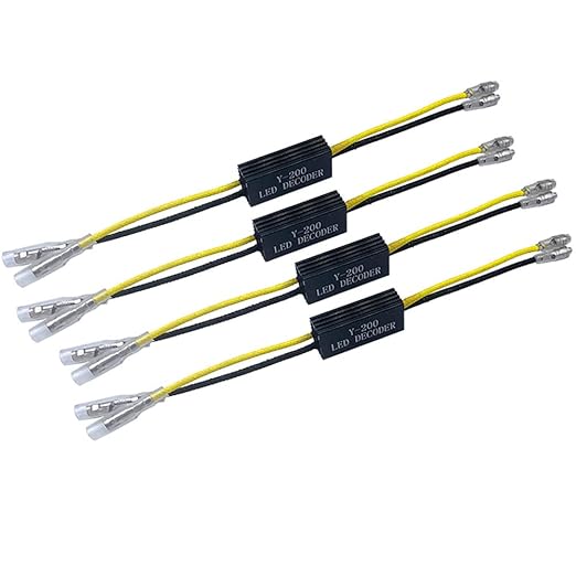 4 Pcs Motorcycle LED Turn Signal Decoder Load Resistors, 10W 10Ω Flash Fix Error, Indicator Error Canceller for Scooter, Plug-and-Play Bullet Connectors, Anti-Corrosion Aluminum Housing