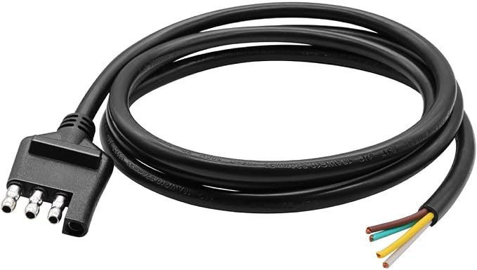 5 ft/1.5m 4-Way Trailer Wiring Harness,18AWG 4-Pin Flat Trailer Wire Extension Connector