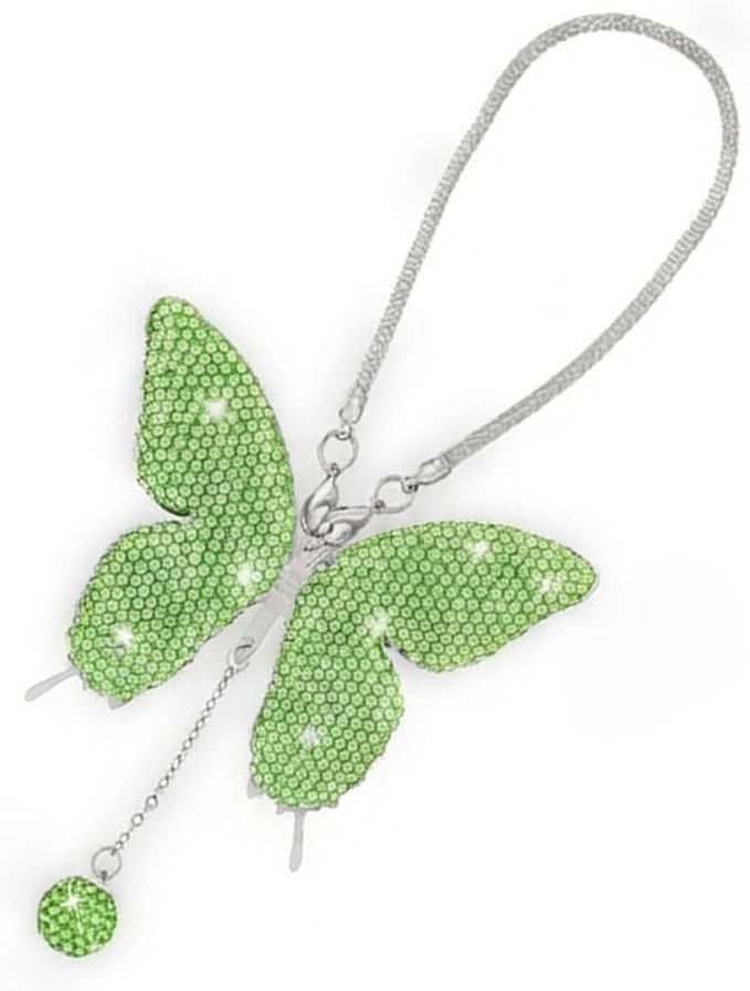 JOYCOURT Bling Butterfly Diamond Car Hanging Accessories for Women, Purple | Crystal Butterfly Rear View Mirror Luck Car Decoration Accessories, Valentine's Day Presents Ornament Pendant for All Cars