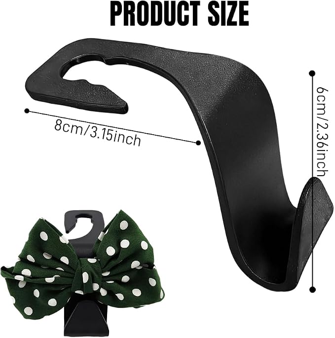 2PCS Car Seat Headrest Hooks, Car Purse Hook, Cute Bow Knot Vehicle Seatback Hanging Storage Organizer, Auto Seatback Decor Organizer Hanger for SUV Truck (Green/Polka Dot)