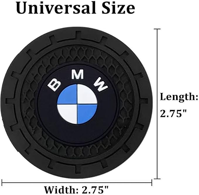 BMW Car Cup Holder Coaster Universal Non-Slip Insert Coaster Car Interior Accessories, Black, 2PCS, Silicone