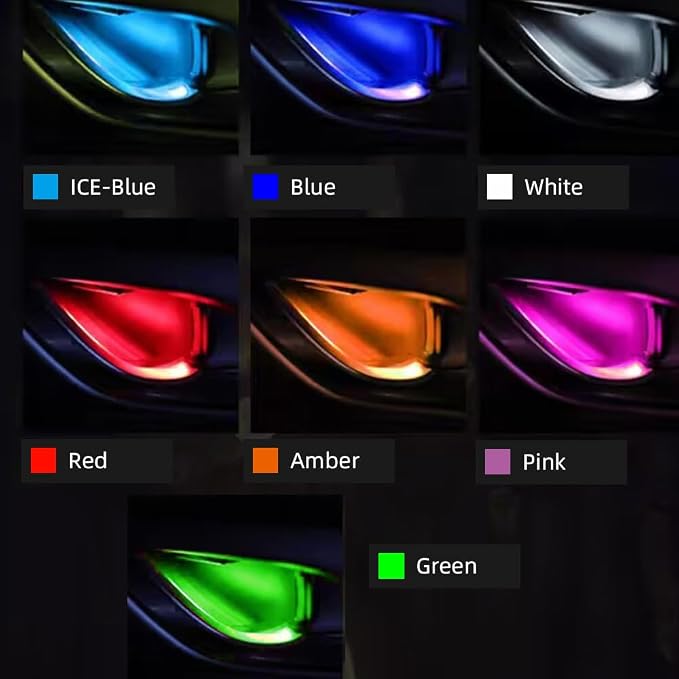 4pcs Pink Car LED Interior Door Light Door Panel Courtesy Warning Light Lamp for car atmosphere suitable for small cars SUV MPVs golf carts snowmobile vehicles ships