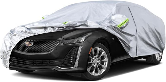 Koukou 6 Layers Car Cover Custom Fit Cadillac CT5 from 2019 to 2025, Waterproof All Weather for Automobiles, Sun Rain Dust Snow Protection.