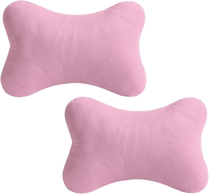 2PCS Car Neck Pillow, Soft Comfortable Vehicle Seat Neck Support Pillow Cushion for Relief Driving Fatigue, Breathable Auto Interior Headrest Neck Rest Pad, Universal for Vehicles (Pink)