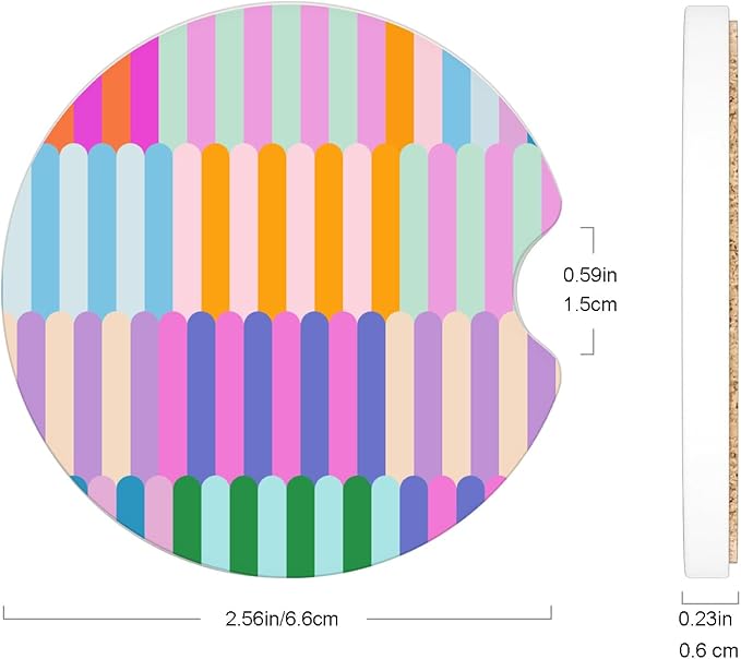 Ceramic Car Coasters – Absorbent Car Cup Holder Coaster Set for Women, Cute Aesthetic Car Accessories for Girls, 2 Pack (Sunset Spectrum)