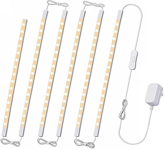 Cefrank LED Under Cabinet Lighting 6-Pack 12 inch Seamlessly Linkable Strip Light Bars for Cabinet, Kitchen, Shelf, Workbench, Cupboard, 1200 Lumen, Warm White 3000K