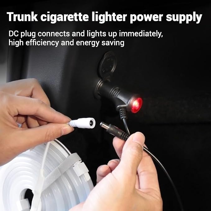 Trunk LED Ambient Neon Light Strips for Tesla Model Y & Juniper (2021-2026) - Waterproof Silicone, High Brightness, APP-Controlled, Auto On&Off, for Car Trunk & Camping Atmosphere (Warm White)