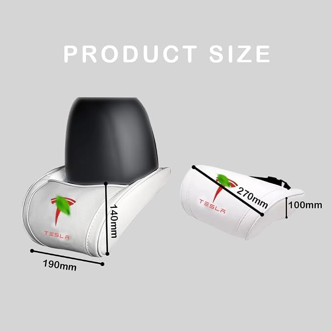 Car Headrest Neck Pillow Support Ergonomic, with Valve Stem Covers Accessory for Driving Seat Fatigue Relief Compatible with Model S X 3 Y & Cybertruck - 1 Piece