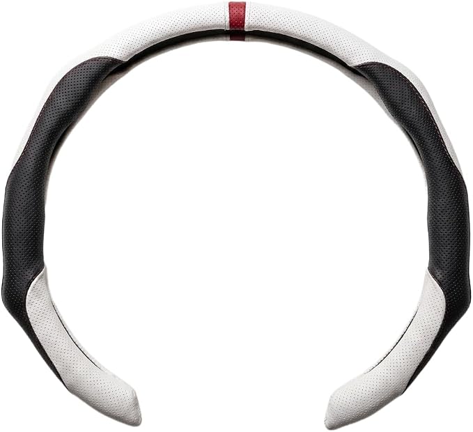 Quick Install Enhanced Control Sporty Nappa Leather Steering Wheel Cover, Odorless Sweat-Proof Non-Slip Protector Universal Fit for 14.5-15 Inch Car SUV Truck